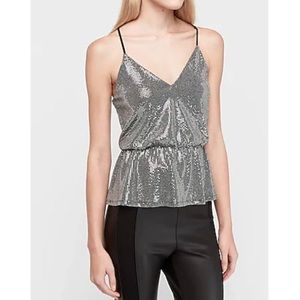 NWOT Express Peplum Cross-Back Sequin Top